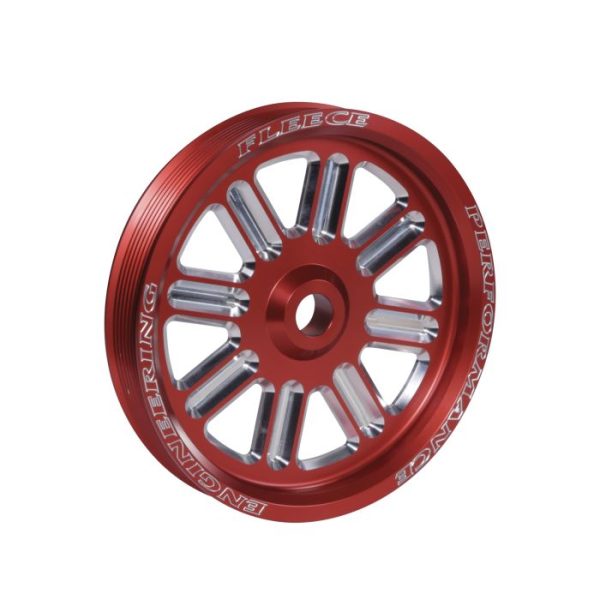 Fleece FPE-34211-RED-SPK Spoke Design Dual Pump Pulley for 2003-2018 Cummins (Red)